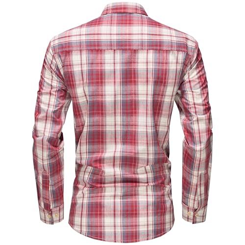 Blu Apparel Men's Checked Shirt Mens Shirts Short Sleeve and Long Sleeve Cotton Casual Shirt for Men (UK, Alpha, XL, Regular, Regular, Red) - Image 6