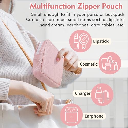 Image of Sanitary Napkin Storage Bag Soft PU Leather Sanitary Pad Bags for Period Teen Period Pads Pouch for Panty Liners, Tampons, Menstrual Cup - White