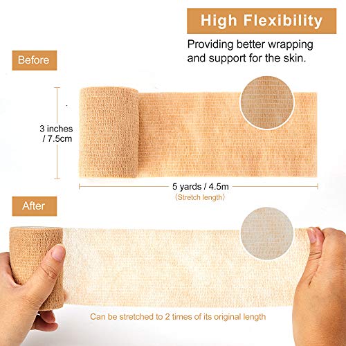 Self Adhesive Bandage Tape (3 Inches X 5 Yards), 8 Pack Elastic Cohesive Bandage Medical Wrap For First Aid, Sports, Wrist & Ankle #TOP2