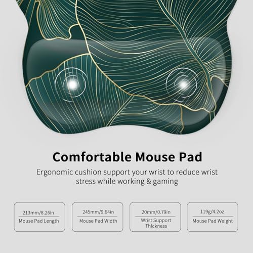 Image of EooCoo Ergonomic Mouse Pad with Wrist Support, Mousepad with Memory Foam Wrist Rest and Non-Slip Base for Computer, Cafe, Home & Office, 9.64 x 8.26 in Office Desk Accessories