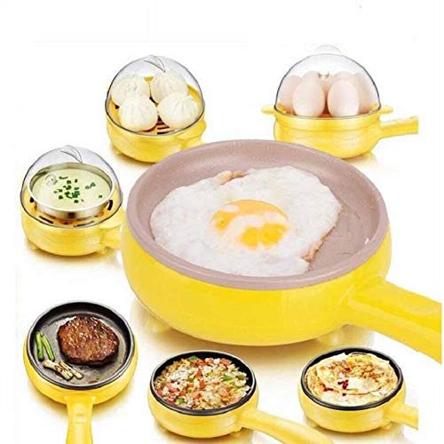 Electric Multi Functional Fry Pan with 7 Pieces Egg Steamer 350 Watts (Yellow)