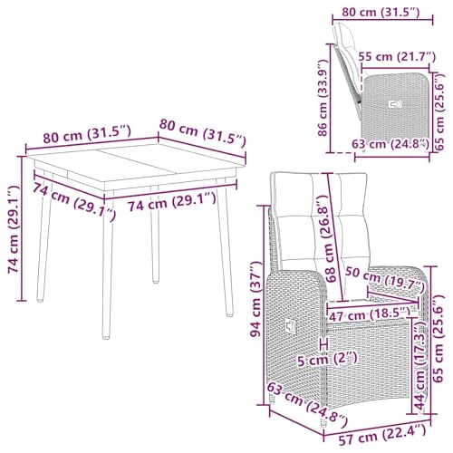 Sofá con cojín y mesa de exterior 3 piezas para terrazas modernas 3
