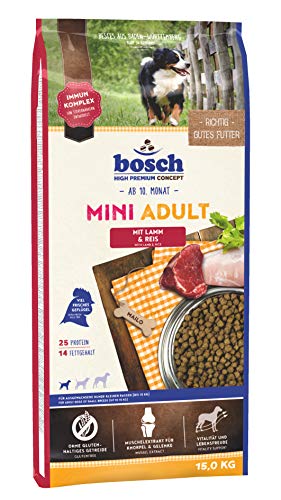Bosch HPC Mini Adult mit Lamm & Reis | Hundetrockenfutter für ausgewachsene Hunde, 1 x 15 kg & HPC Mini Adult mit frischem Geflügel & Hirse | Hundetrockenfutter für ausgewachsene Hunde, 1 x 3 kg