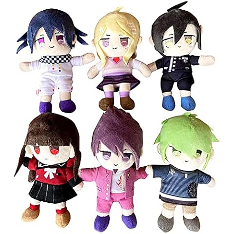 Anime Plush Pendant Keychain 15cm Ouma Kokichi/Saihara Syuichi/Akamatsu Kaede/Harukawa Maki/Momota Kaito Cute Soft Stuffed Pendant Car Home Sofa Room Decoration (B 6PC) Cover