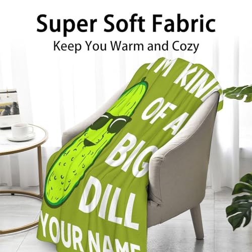 Custom Pickle Throw Blanket for Women Men - 60x80 Inches Twin Size - Soft Fluffy Cozy Blankets Gift - Green Funny Blanket Throws for Bed, Sofa, Winter