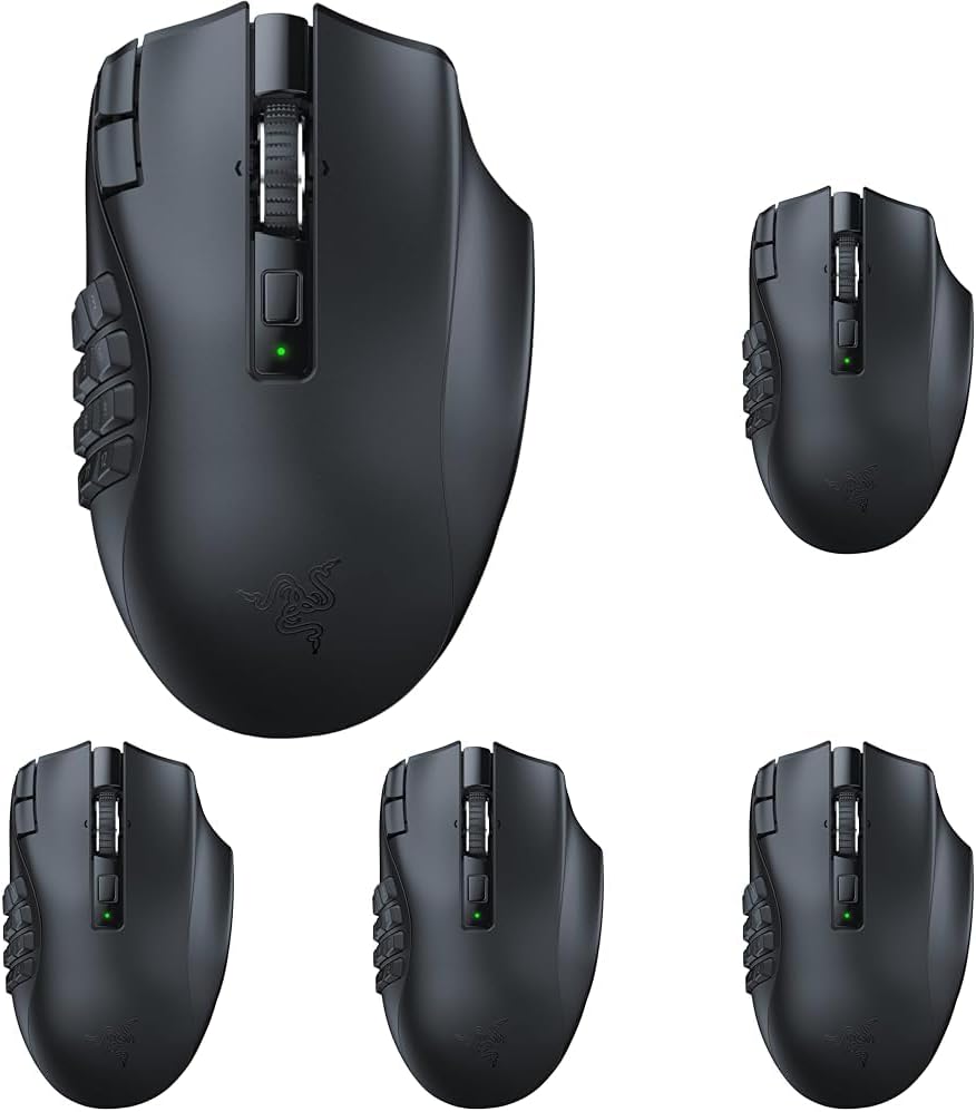 Razer Naga V2 HyperSpeed Wireless MMO Gaming Mouse: 19 Programmable Buttons - HyperScroll Technology - Focus Pro 30K Optical Sensor - Mechanical Mouse Switches Gen-2 - Up to 400 Hr Battery Life