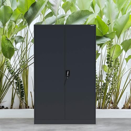 Jan Nowak Metallschrank Jan II 185 x 115 x 40 cm - Aktenschrank abschließbar mit 2 Türen, Mehrzweckschrank mit 5 Ebenen, Büroschrank aus Stahlschrank mit Pulverbeschichtung - Anthrazit