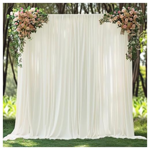 20x10ft Wrinkle Free Ivory Backdrop Curtain for Parties Soft Fabric Drapes Wedding Ivory Curtain Backdrop for Birthday Party Decorations Background for Photography 5x10ft,4 Panels