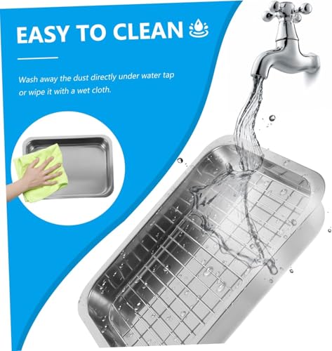 رف صينية فرن من الفولاذ المقاوم للصدأ، رف تبريد للخبز، صينية مستطيلة متعددة الأغراض لتحميص الشواء وعرض الحلويات في المنزل او المطبخ، مجموعة واحدة