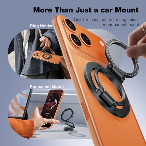 Image of GolbinBox Car Phone Holder for MagSafe [360Rotation] Metal Design iPhone Car Mount,Folding Car Mount [Detachable Base] Strong Magnetic Phone Holder for Car Dash,for iPhone 17 16 15 14 Pro Max, Black