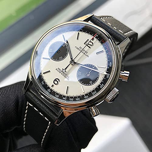 Sugess Orologio Meccanico Uomo Cronografo ST1901 Movimento Orologi Da Polso Impermeabile Zaffiro Lancette Luminose (38MM Beige + Gooseneck) - 4