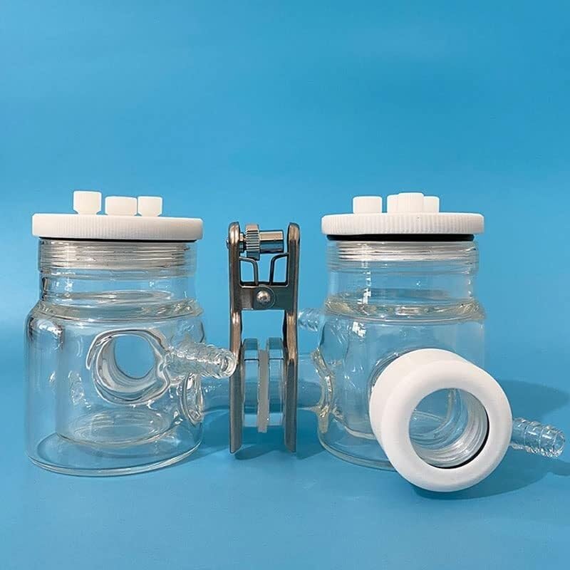 Célula electrolítica de baño de agua de doble capa tipo H con ventanas de cuarzo - Capacidad de 50 ml a 300 ml, membrana reemplazable(50ml-50ml)