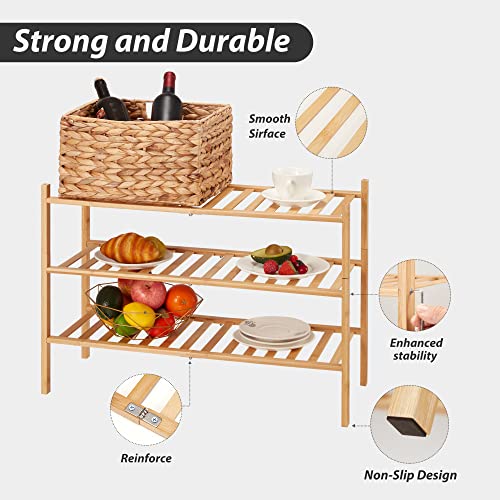 Candockway 3-Tier Free Standing Shoe Racks, Stackable Shoe Organizer For Entryway, Bamboo Shoe Rack For Closet, Multifunctional Shoe Shelf For Balcony Bathroom Living Room And Hallway #TOP5