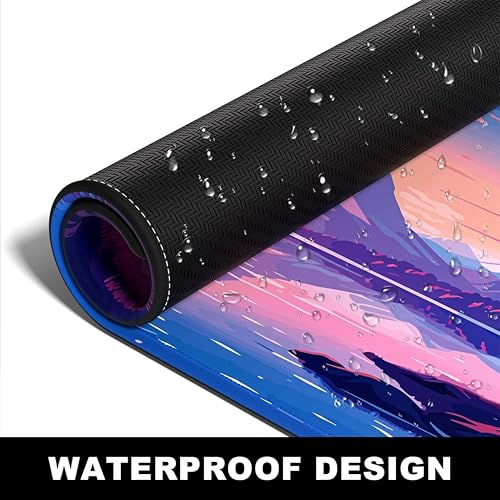 Image of Printed Gaming Mousepad - Premium Stitched Edges, Smooth Surface,Size 11x23 inches, Non-Slip Rubber Base - Ideal for Office & Gaming Setup (Anime Tranquil Sakura Lake)