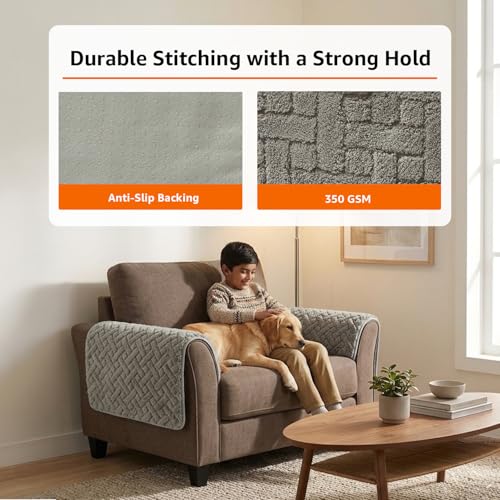 Image of Amazon Basics - Jacquard Quilted Make Your Own Sofa Cover |70cm x 70cm| Microfiber Sofa Slipcover | 350 GSM (2 Armrest)