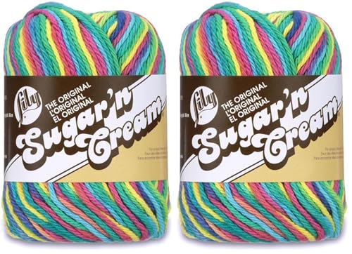Image of Lily Sugar 'N Cream The Original Ombre Yarn, 2oz, Gauge 4 Medium, 100% Cotton, Psychedelic - Machine Wash & Dry (Pack of 2)