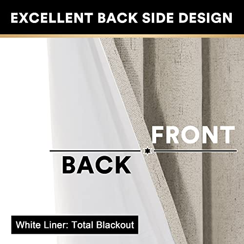 Image of PrinceDeco Blackout Curtains 63 Inch Length Linen Texture Drapes for Bedroom Living Room Thermal Insulated with White Liner Grommet Room Darkening Curtains & Drapes (2 Panels, Cobblestone)