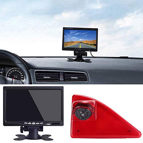 HD Reversing System Brake Light Reversing Camera Van Roof Camera Parking Aid with Angle Adjustable Night Vision Compatible with Opel/Vauxhall Movano/Renault Master/Nissan NV400 + 7 Inch Monitor - Image 2