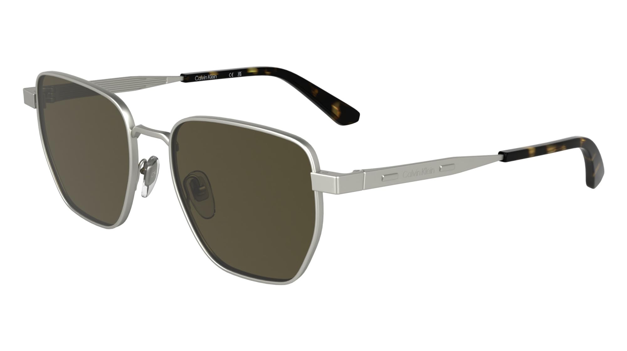 Calvin Klein Unisex Adult Sunglasses CK25100S - Matte Silver with Solid Brown Lens