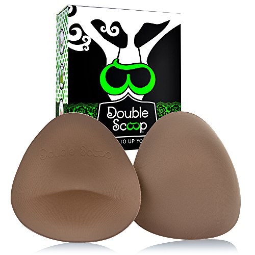 Image of Double Scoop Triangle Bra Inserts with Bonus Pack of Double-Sided Tape, Swim Bra Pads Inserts, Nipple Coverage A and B /C Cup (Mocha)