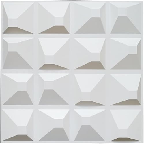 Art3d Paneles para pared 3D para decoración de paredes de interior Rectángulo 3D Blanco,Rectángulo 3D,Negro -,Diamond,Blanco suave,white, (Square