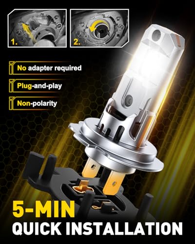 Image of AUXITO H7 /H7ll Bulbs, 44,000LM 900% Super Brighter, 6500K Cool White, 1:1 Mini Halogen Size H7 /H7ll Fog Lights with Cooling Fan, Plug and Play, Pack of 2