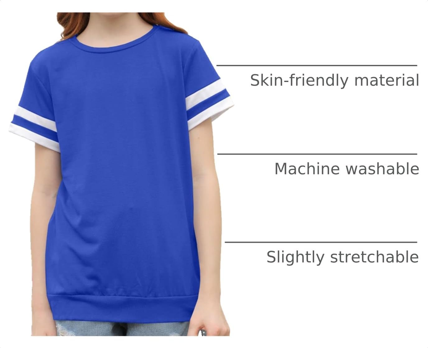 Ebifin Girls T Shirts Kids Crewneck Tops Tees Size 4-15 Years image 4