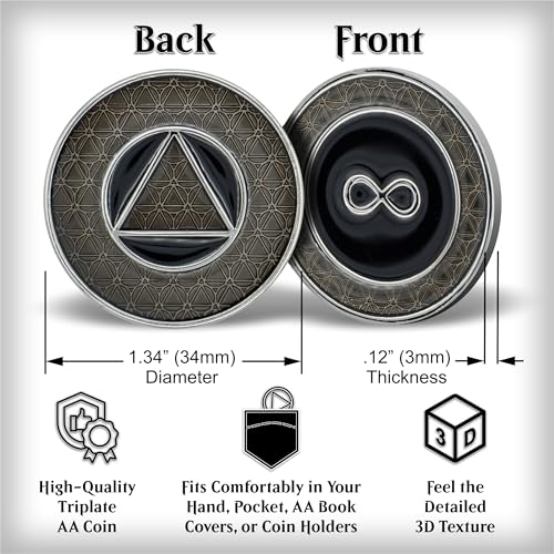 Infinity Sobriety Chip | Thick Triplate AA Coin | Alcoholics Anonymous Recovery Gift Token - Thumbnail 2