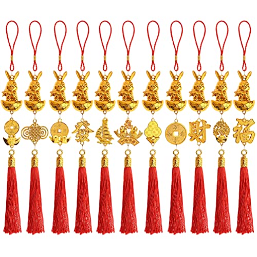 Toddmomy 11 Pièces Pendentifs Suspendus Nouvel an 2023 Année du Lapin Pendentif Suspendu Or Lapin Porte-Bonheur Pendentifs pour Nouvel an Bureau À Domicile Voiture Arbres Printemps Cover