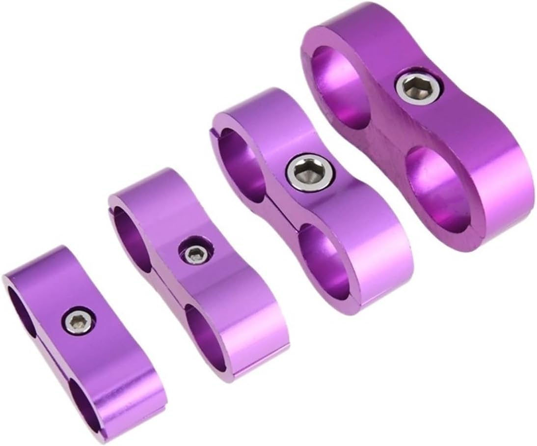 6pcs Hose Clamps Universal Hose Separator Clamp Fitting AN4 AN6 AN8 AN10 Aluminum Adapter Oil Water Fuel Braided Line Hose End Fitting(PURPLE,AN10)