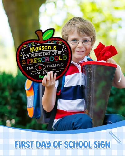 WhatSign First and Last Day of School Sign - with 4 Liquid Markers Reusable Double Sided Apple Chalkboard for Back to School Milestone Photo Prop for Kids, Toddlers, Students Preschool to Grade 12 — view 3