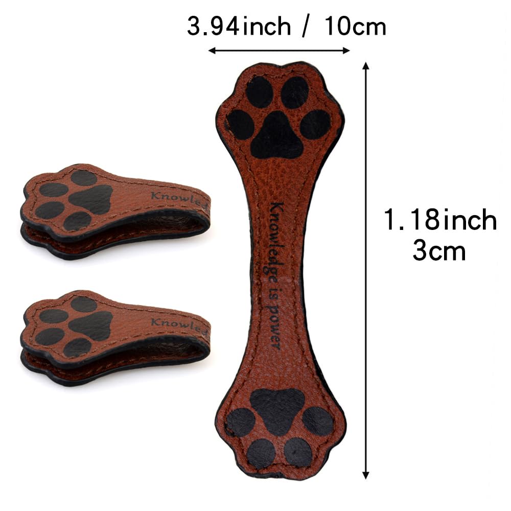 Gsrhzd Magnetic Leather Bookmarks, 2 Pcs Retro Leather PU Magnet Bookmark Book Page Holder - Image 2