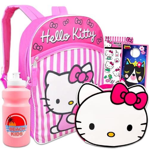 Hello Kitty Backpack and Lunch Box Set for Girls - Bundle with 16” Hello Kitty Backpack, Lunch Bag, Water Bottle, Stickers, More | Hello Kitty School Backpack for Girls