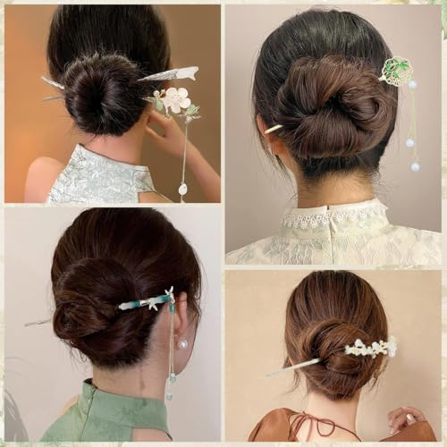 Image of MAYCREATE 6Pcs Hair Sticks Chinese Vintage Hair Pins Chopsticks Retro Headpieces National Style Metal Head Stick for Women Girls