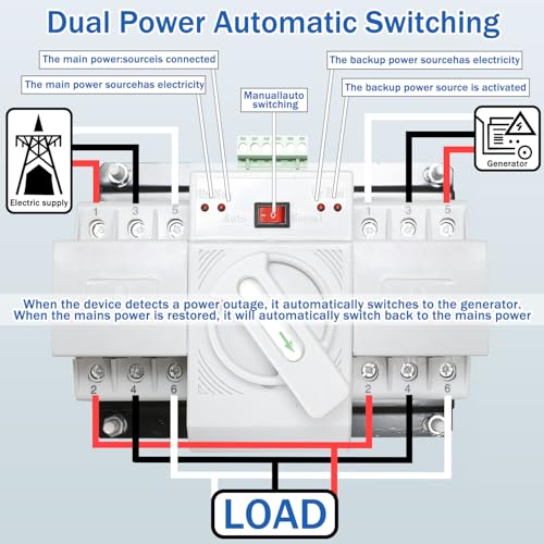 Exodios SUNYINGTIANDE20HAO 100 Amp 3P Dual Power Generator Automatic Transfer Switch, 120/240V Heavy Duty Safety Switches, Meeting Nema-3R Enclosure Standards For Outdoor And Indoor thumb #6