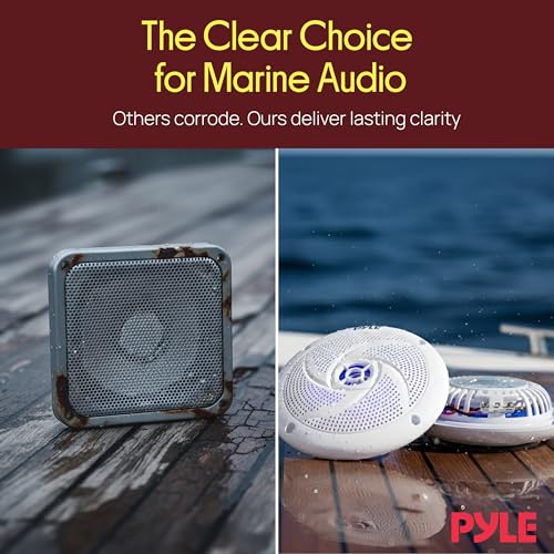 Image of Pyle 5.25 Marine Speakers | Waterproof Boat Speakers with Blue LEDs