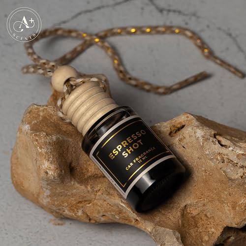 Image of Invigorating Coffee Scented Car Freshener with Luxurious Design - Lasts up to 60 days (Espresso Shot) - A+ Scents Car Hanging Diffuser