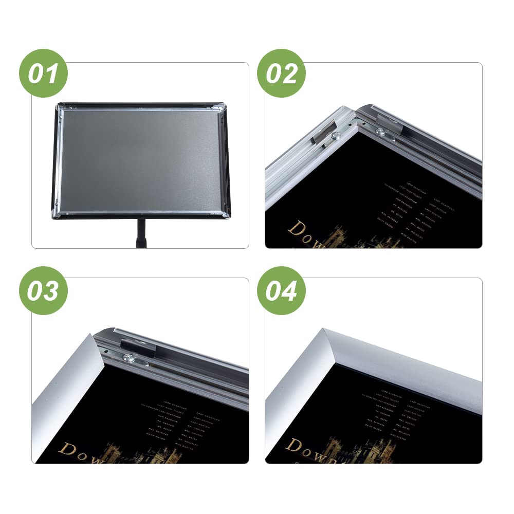 SENZHIYI Support pour affiches réglable 8,5 x 11 cm, rotation à 360 degrés, robuste avec fixation sur pied en aluminium, support vertical et horizontal