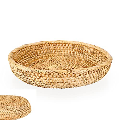 Sumnacon 藤編みトレー かご バスケット 小物入れ 天然籐 ハンドメイド ナチュラル おしゃれ 藤トレー 可愛い お盆 アクセサリートレイ 手 工芸品 家庭用 ホテル用 小物整理 小物収納 キー収納 USBメモリ収納 Bluetoothイヤホン収納