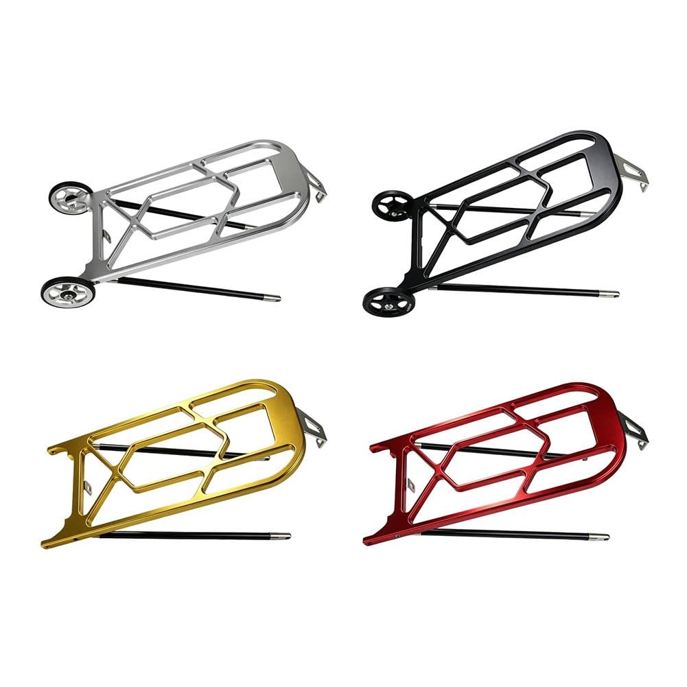 Brompton-Gepäckträger aus Aluminium, zusammenklappbar, 25 kg Tragkraft, mit Rad-Option (schwarz)