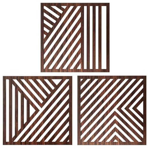 Yerliker 16×16 Inch Boho Wooden Wall Sculptures Geometric Abstract Wood