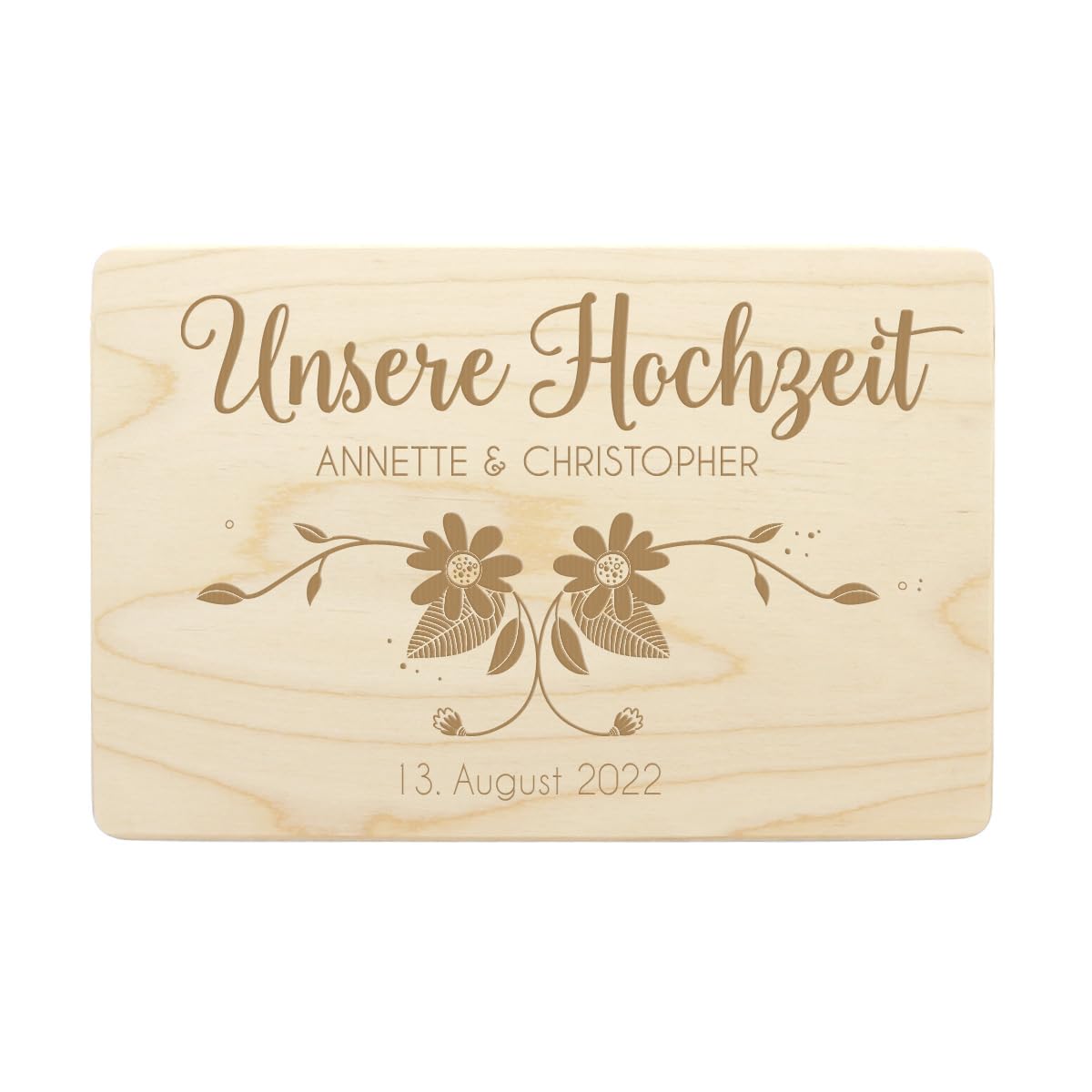 LittleStars Erinnerungskiste Blumenranken personalisiert zur Hochzeit I aus Kiefern-Holz I 40x30x23 cm