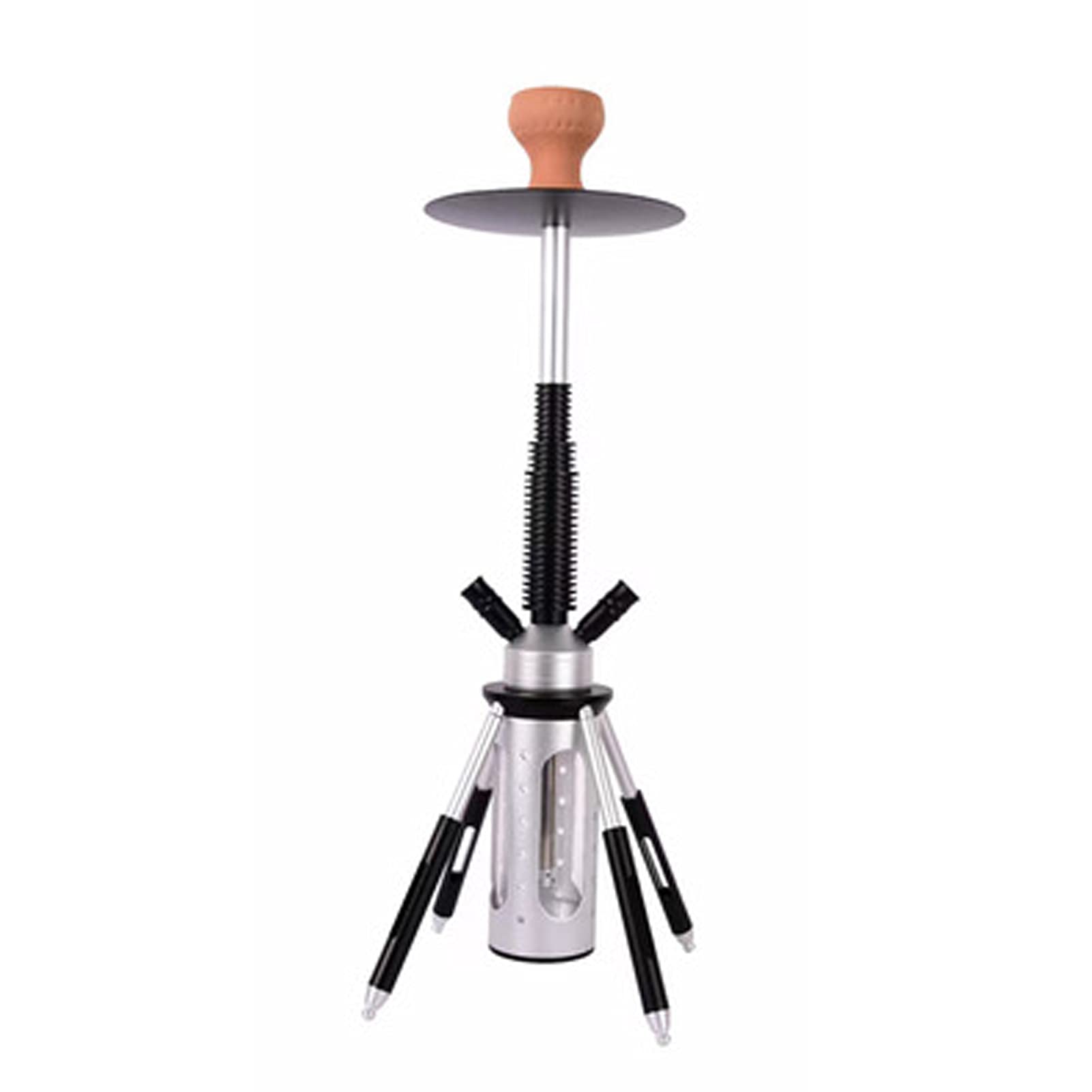 Shisha Hookah Acrylic Hookah Set Khalil Mamoon Arabian Double-pipe Hookah,Portable Hookah Set Rocket Unique Shape Modern Premium for Cafe Bar Party Silver