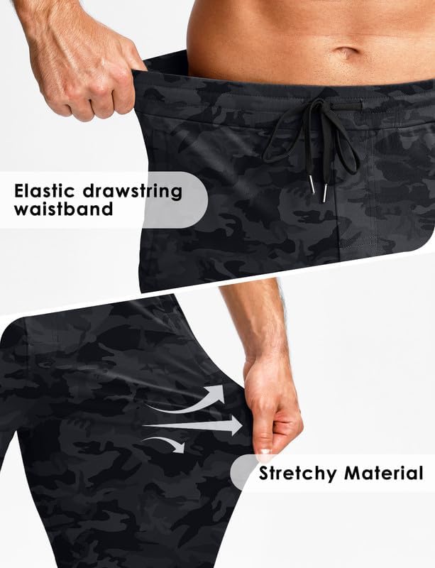 GGJ Men's Athletic Joggers with Zipper Pockets Stretch Tapered Running Sweatpants Gym Jogging Workout Pants for Men - Image 4