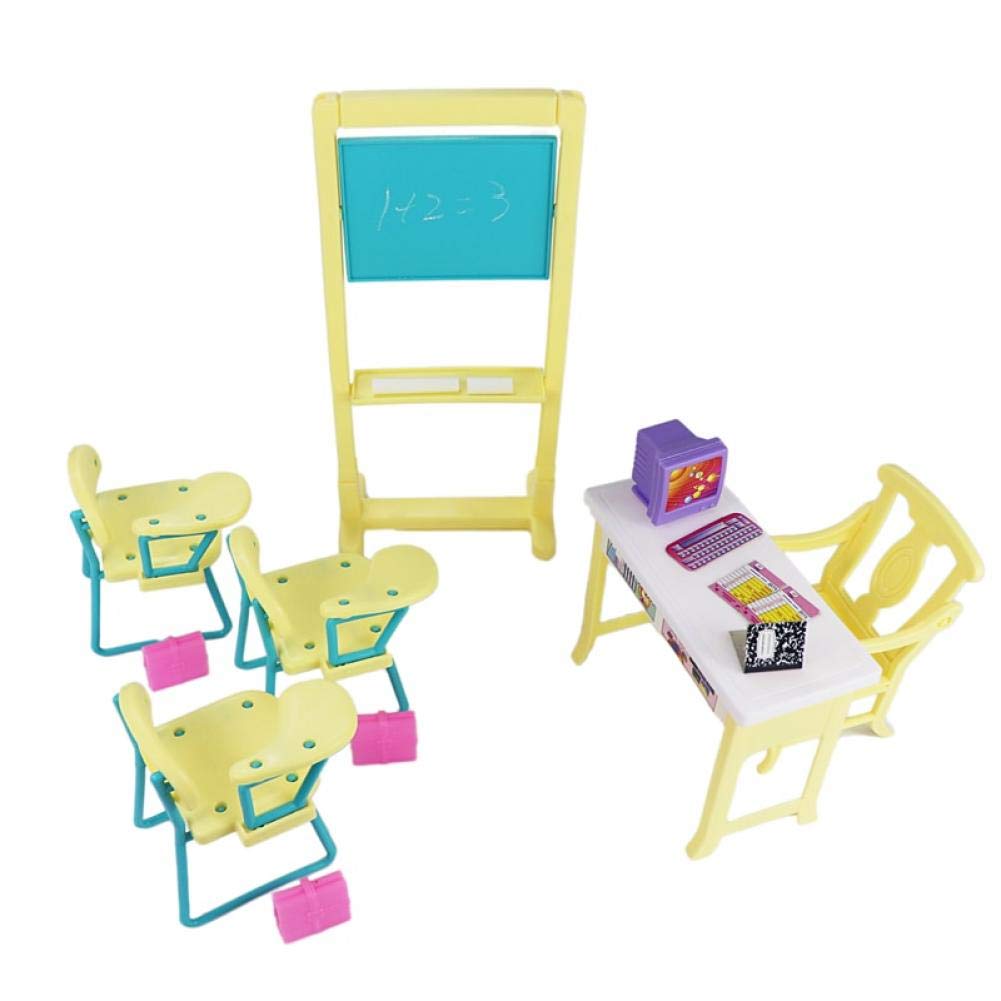Buy AMOYER School Miniature Classroom Play Set with Student Chair Blackboard Teachers' Desks