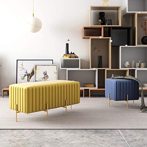 Repose-Pieds Ottoman en Velours Vert 90x45x42cm avec Pieds Dorés - 5