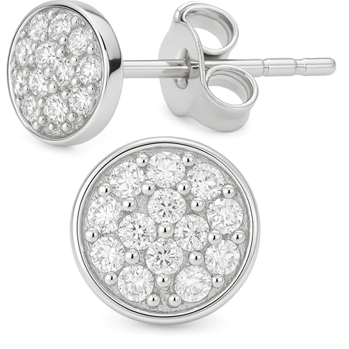 QUADRI - Boucles d'oreilles Femme avec Pavé de Zircons en Argent 925 - Cadeau Femme - Fabriquées en Italie - Coffret Cadeau Inclus