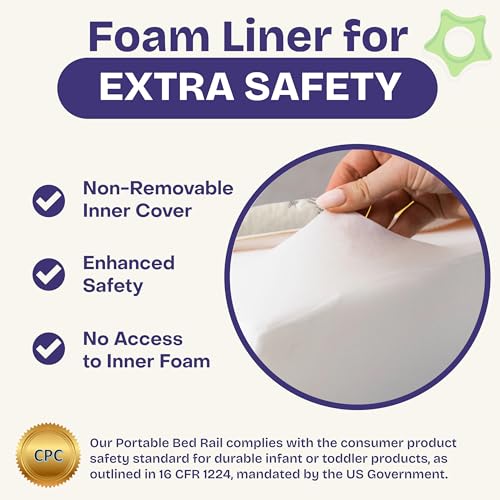 Image of ComfyBumpy Bed Bumper for Toddlers 52 inch x 5 inch - Foam Rail Guard with Non-Slip Stability | Safer & More Secure Convex Design | Fits Twin, Full, Queen & King Mattresses