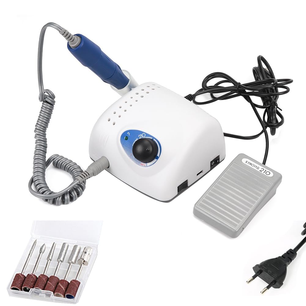 Elektryczna frezarka do paznokci, profesjonalna frezarka do paznokci, 65 W, 35000 obr./min, elektryczny zestaw do manicure, z 6 rodzajami różnych wierteł, do manicure, pedicure, salonu i