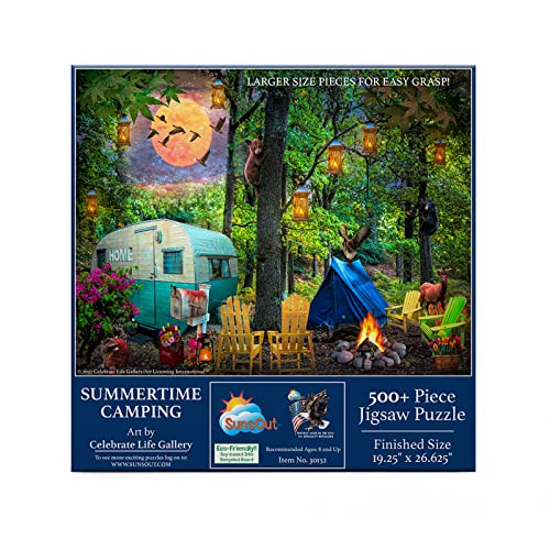 SUNSOUT INC - Summertime Camping - 500 pc Large Pieces Jigsaw Puzzle by Artist: Celebrate Life Gallery - Finished Size 19.25